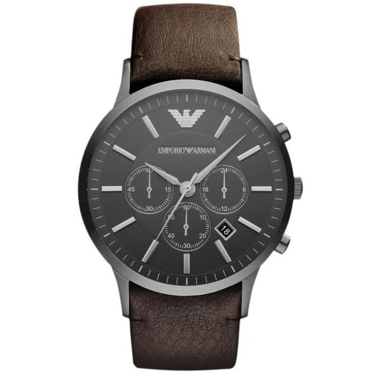 Emporio Armani Sportivo Dark Brown Dial Brown Leather Men's Watch AR2462