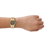 ساعة إمبوريو أرماني بثلاث عقارب، مينا بني ذهبي اللون، مصنوعة من الفولاذ المقاوم للصدأ، موديل AR11700