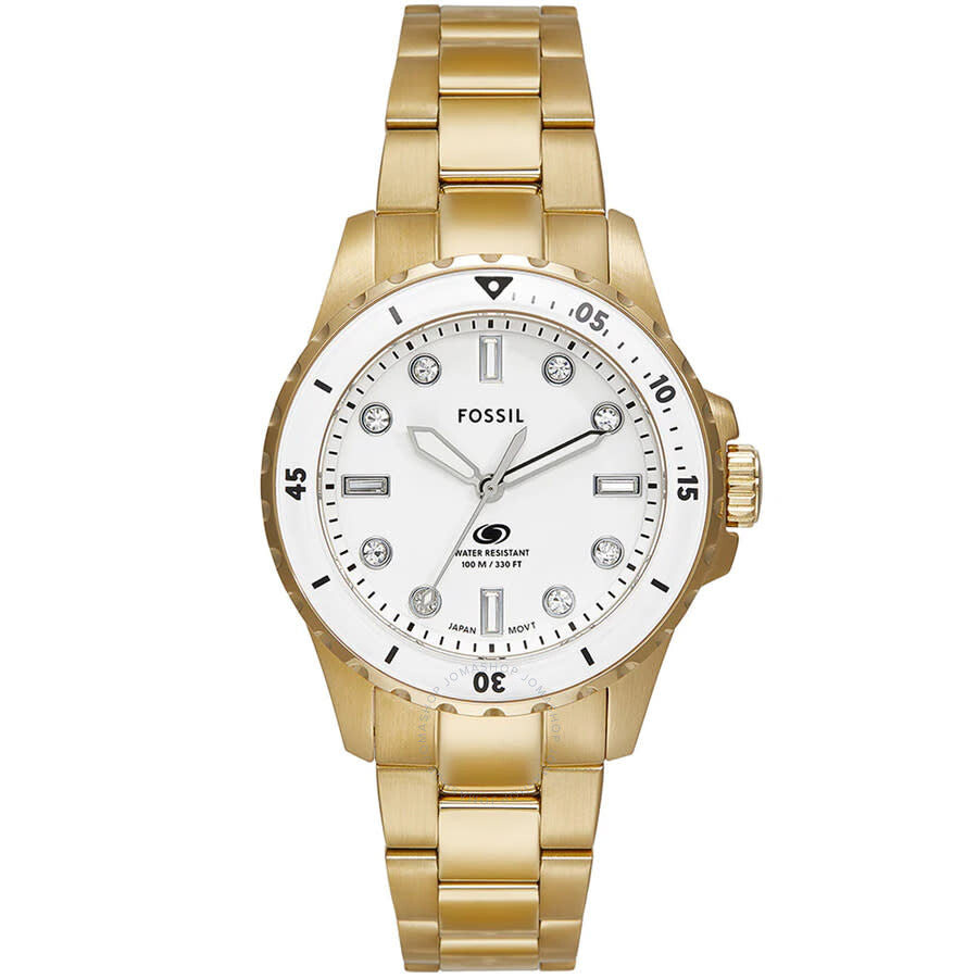 Fossil Blue Dive Quartz White Dial Ladies Watch ES5350 - The Watches Men & Co