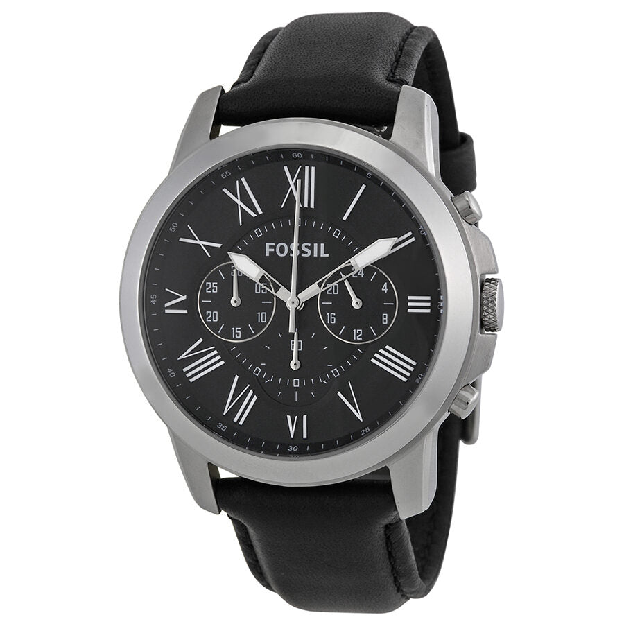Fossil Grant Black Dial Black Leather Men's Watch FS4812