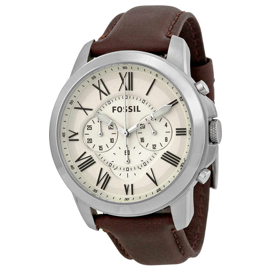 Fossil Grant Cronógrafo Marrón Cuero Hombre Reloj FS4735