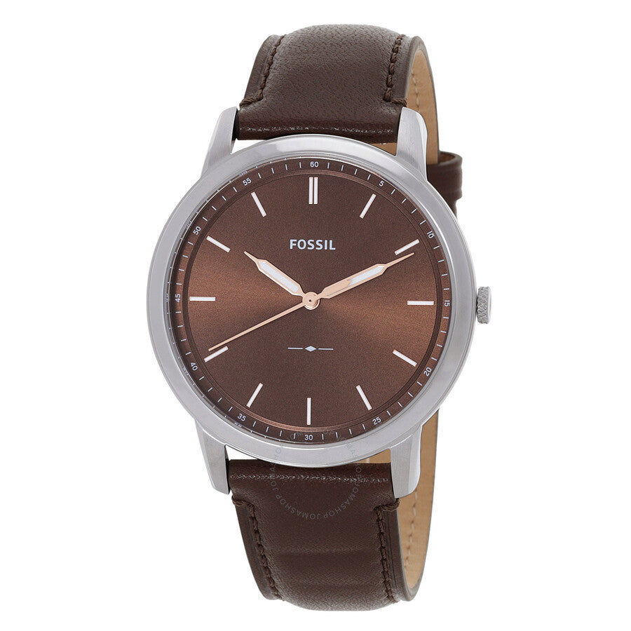Fossil Minimalist Quartz Brown Dial Men's Watch and Bracelet Box Set FS6019SET - The Watches Men & Co