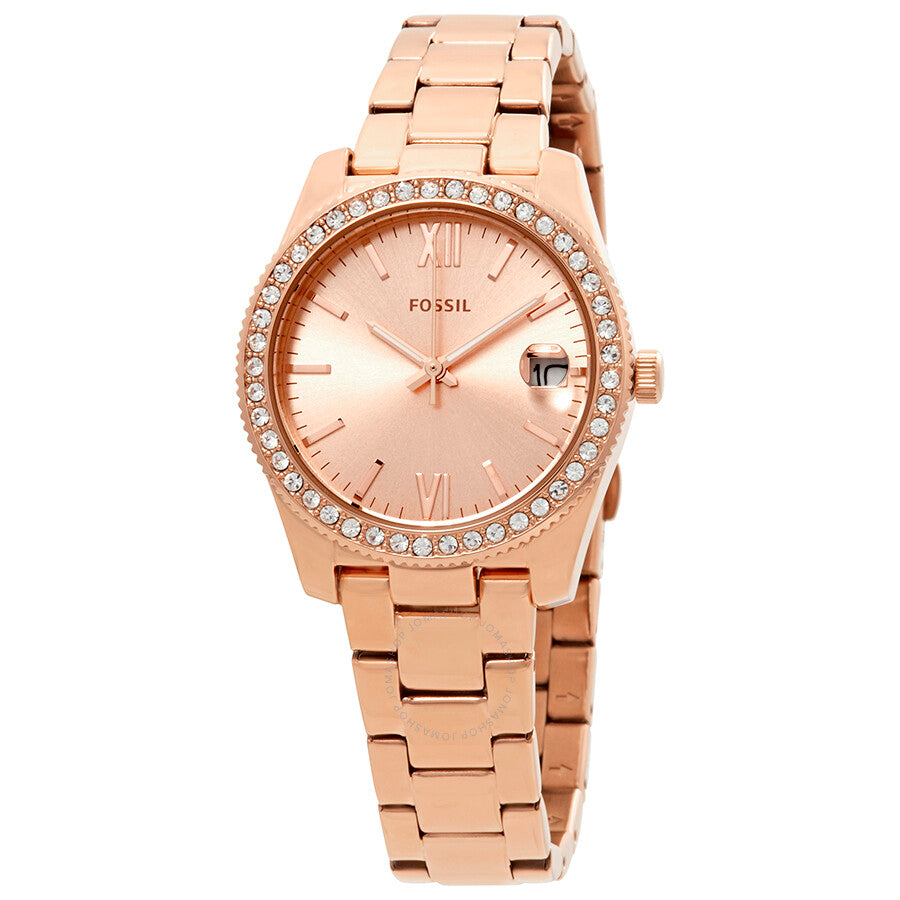 Fossil Scarlette Crystal Rose Dial Ladies Watch ES4318 - The Watches Men & Co
