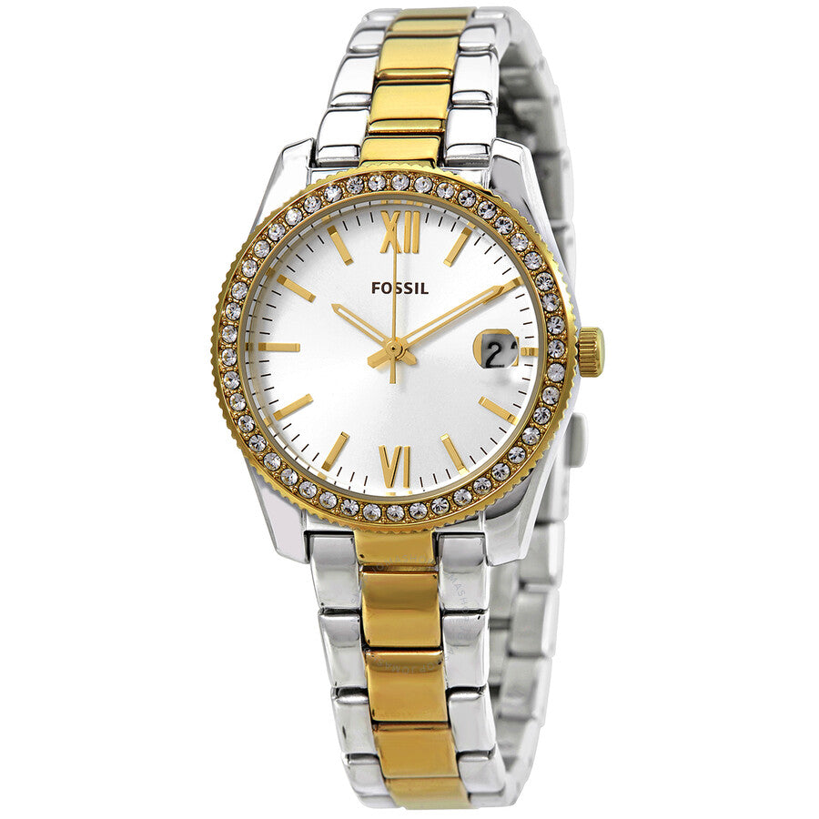 Fossil Scarlette Mini Quartz Crystal Silver Dial Ladies Watch ES4319 - The Watches Men & Co
