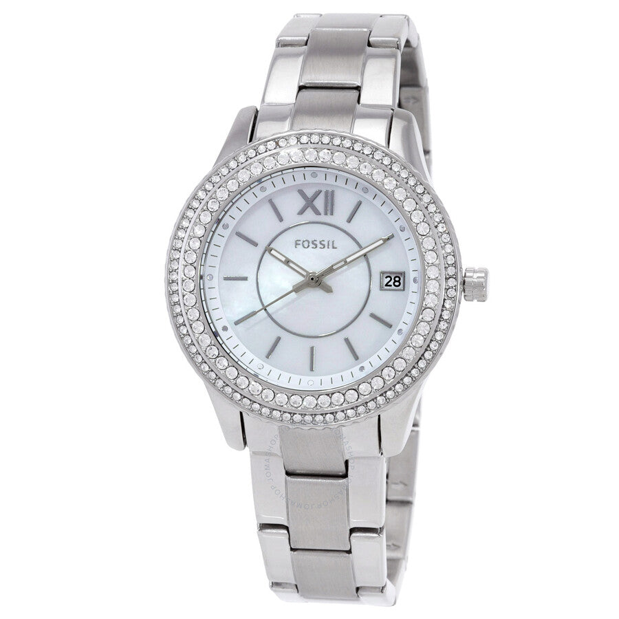 Fossil Stella Quartz Crystal White Mother of Pearl Dial Ladies Watch ES5130 - The Watches Men & Co