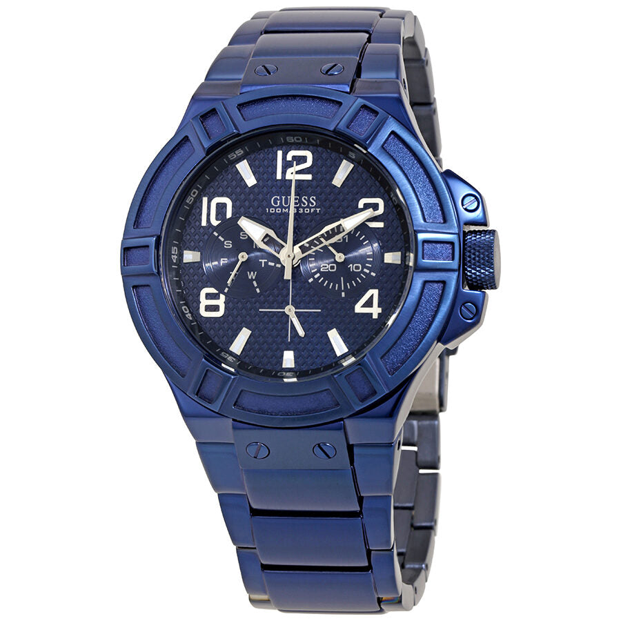 Reloj Guess Rigor multifunción con esfera azul para hombre W0218G4