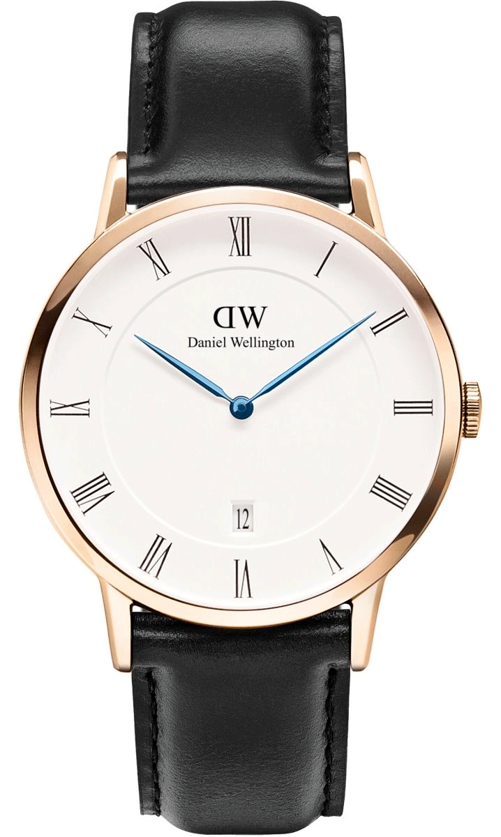 Daniel Wellington Dapper Sheffield 38mm White Dial Genuine Leather Gold Date Watch - DW00100084