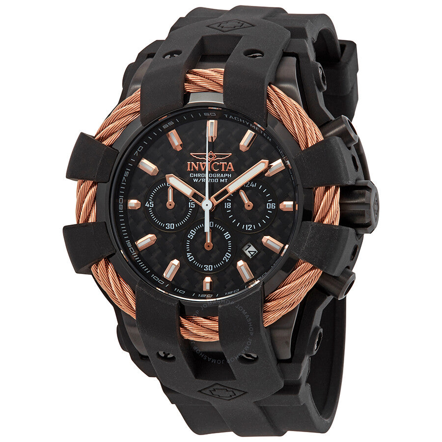 Invicta Bolt Chronograph Black Carbon Fiber Dial Men's Watch 23867 - The Watches Men & Co