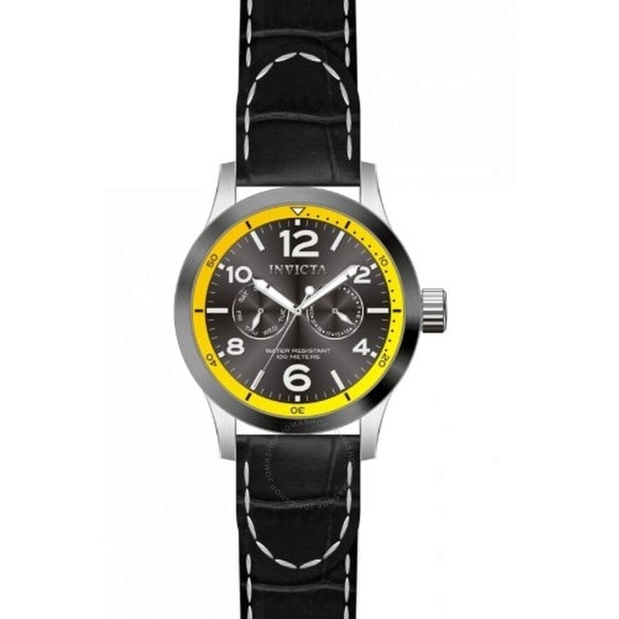 Invicta Force Grey Dial Black Leather Band Men's Watch 14141 - The Watches Men & Co