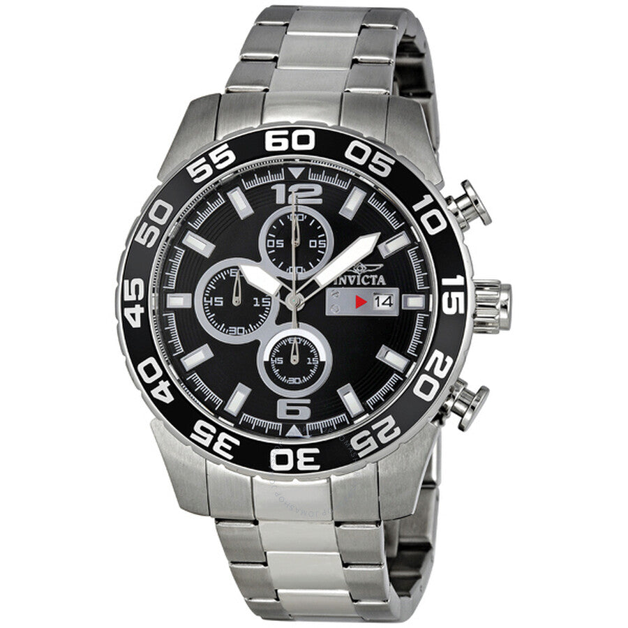 Invicta II Black Dial Chronograph Stainless Steel Men's Watch 1012 - The Watches Men & Co