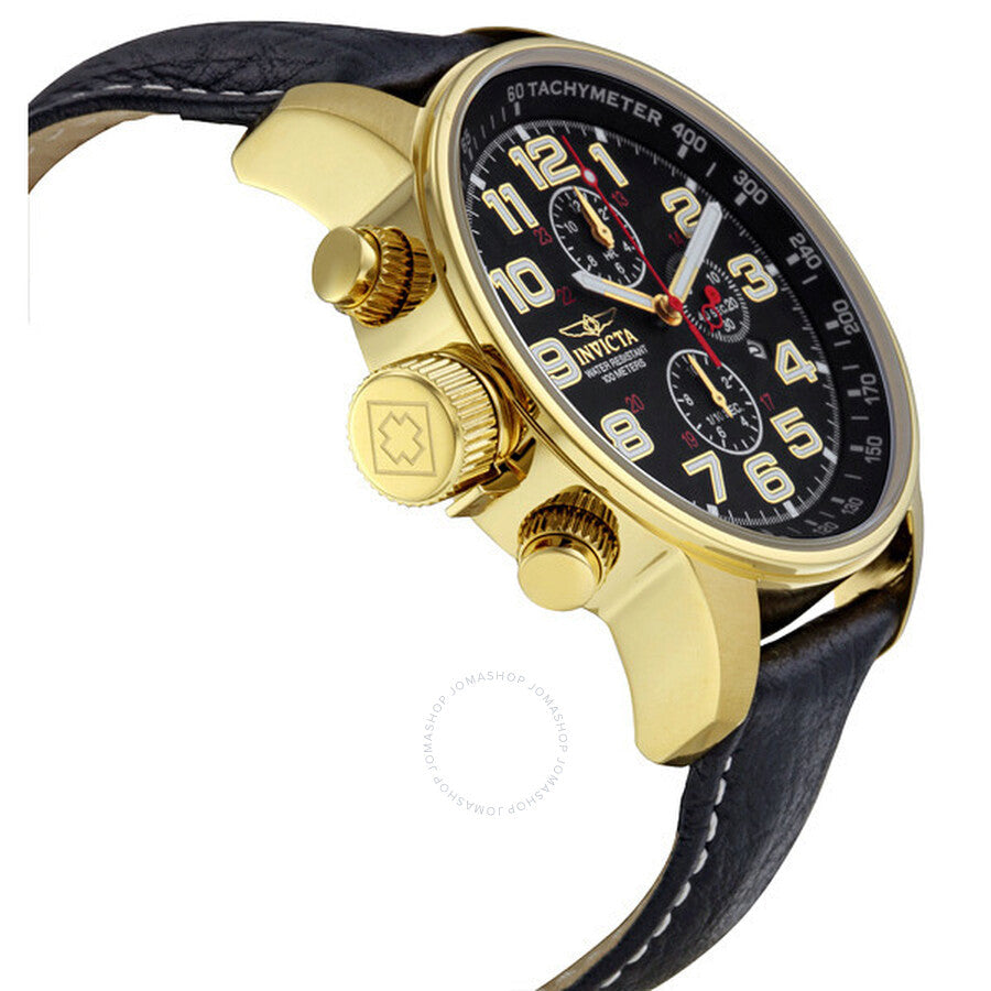 Invicta Lefty Chronograph Black Dial Gold-tone Unisex Watch 3330