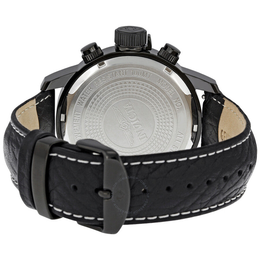 Invicta Lefty Chronograph Black Dial Black Leather Men's Lefty Watch 3332