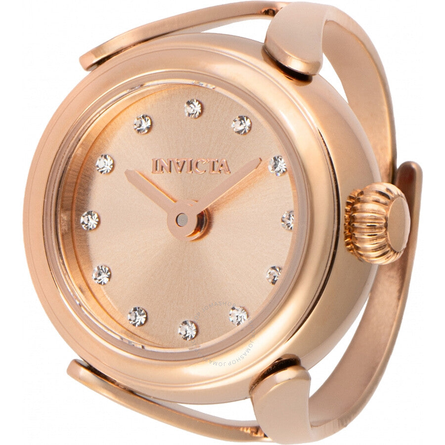 Invicta Mini Angel Quartz Crystal Rose Gold Dial Ladies Watch 48575 - The Watches Men & Co