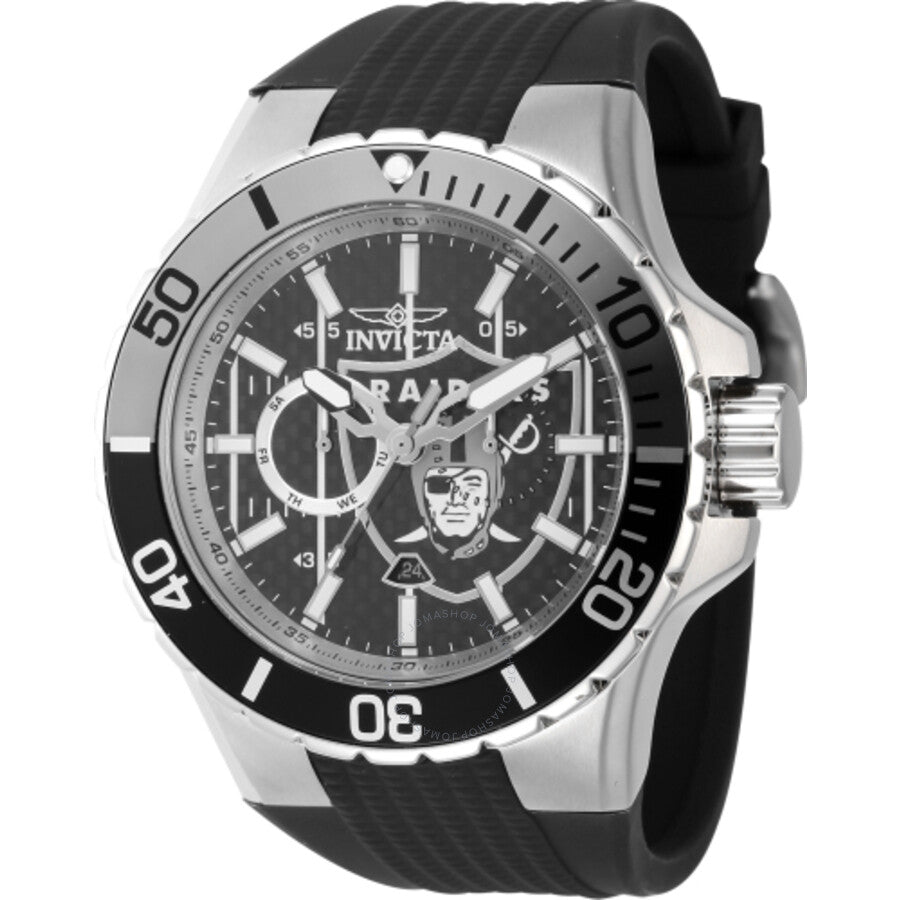 Invicta NFL Las Vegas Raiders GMT Quartz Black Dial Men's Watch 45400 - The Watches Men & Co