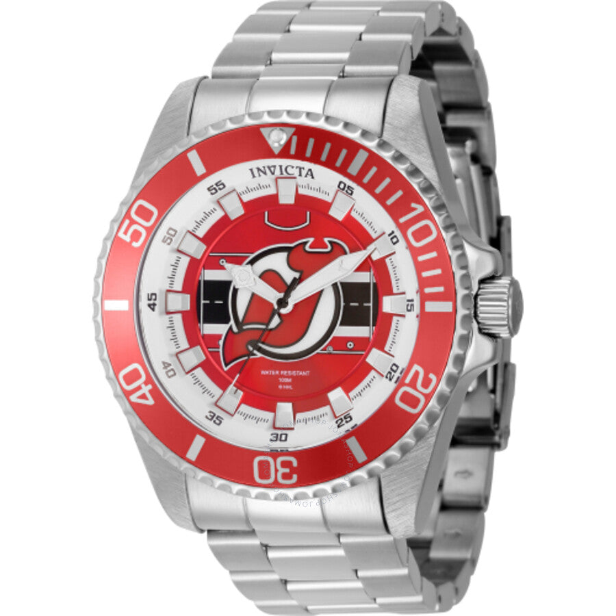 Invicta NHL New Jersey Devils Quartz Red Dial Men's Watch 42253 - The Watches Men & Co