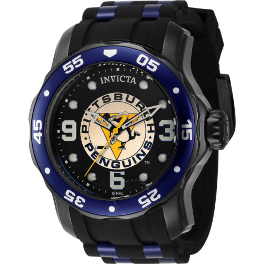 Invicta NHL Pittsburgh Penguins Quartz Black Dial Men's Watch 42646 - The Watches Men & Co