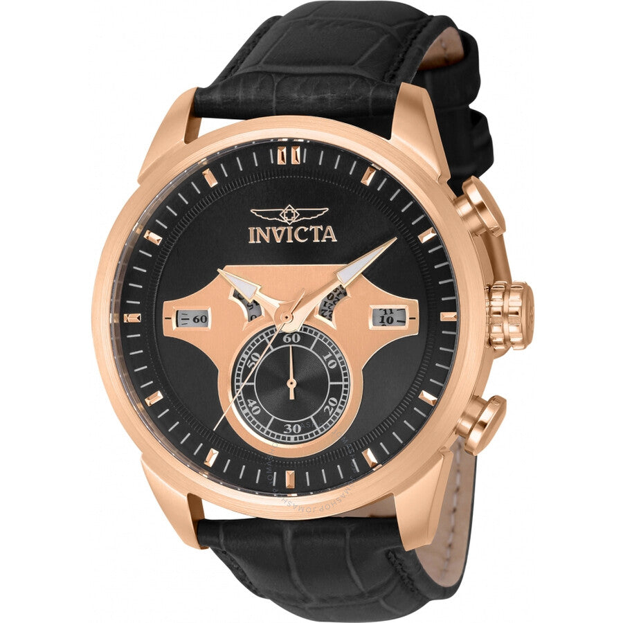 Invicta Objet D Art Chronograph GMT Quartz Black Dial Men's Watch 43617 - The Watches Men & Co