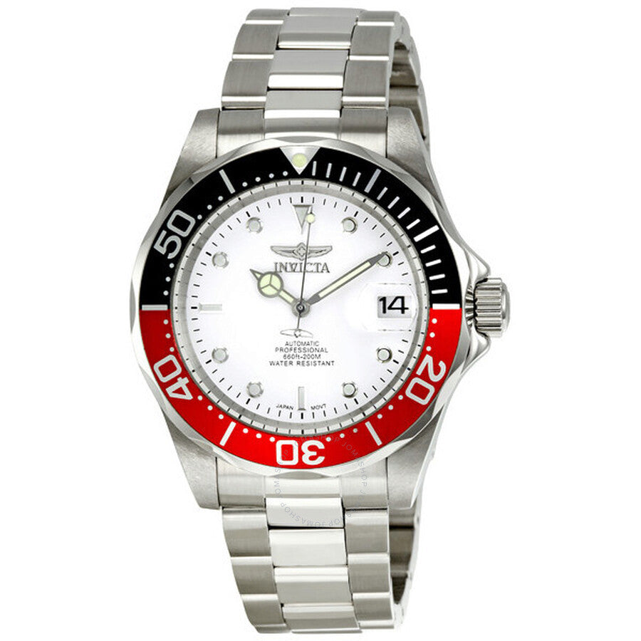 Reloj Invicta Pro Diver automático con esfera blanca y bisel de coque para hombre 9404