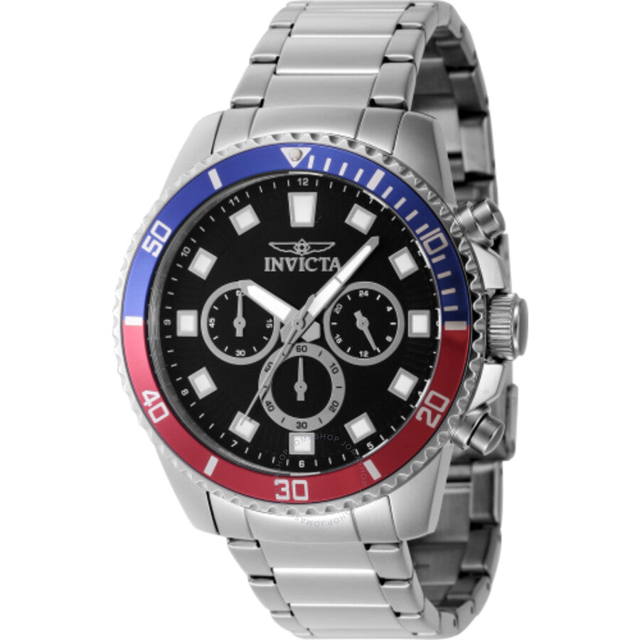 Invicta Pro Diver Chronograph GMT Quartz Black Dial Pepsi Bezel Men's Watch 46053 - The Watches Men & Co