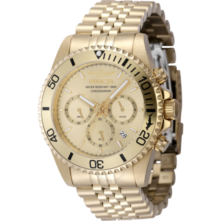 Invicta Pro Diver Chronograph GMT Quartz Gold Dial Men's Watch 48382 - The Watches Men & Co