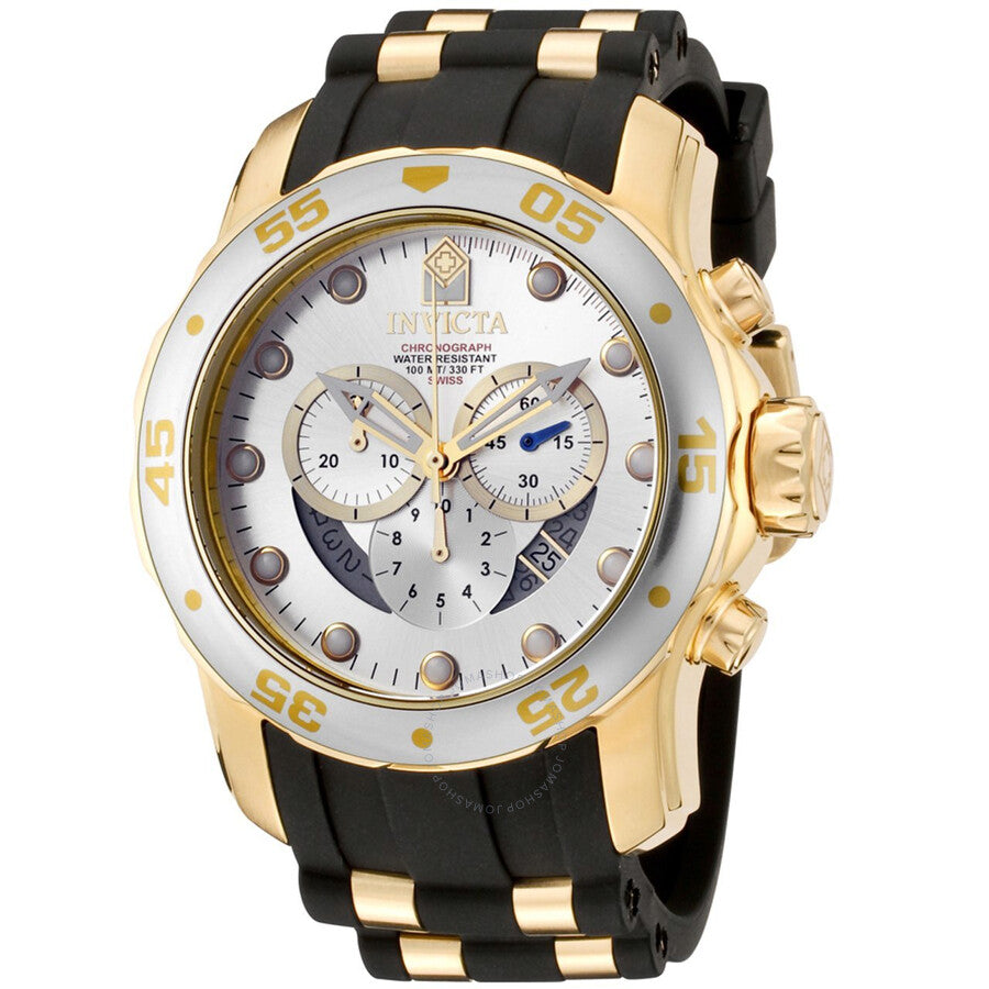 Invicta Pro Diver Chronograph Silver Dial Black Polyurethane Men's Watch 6985