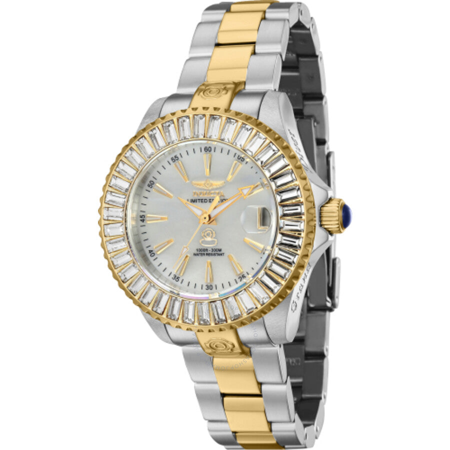 Invicta Pro Diver Date Automatic Crystal White Dial Ladies Watch 44320 - The Watches Men & Co