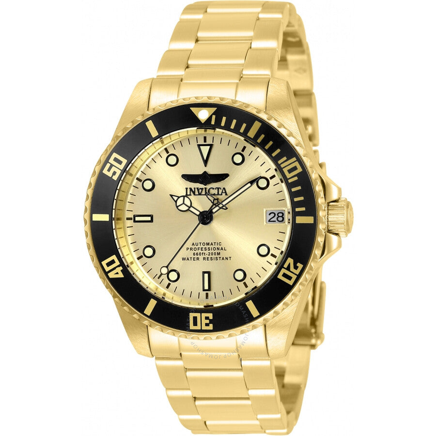 Invicta Pro Diver Date Automatic Gold Dial Ladies Watch 35710 - The Watches Men & Co