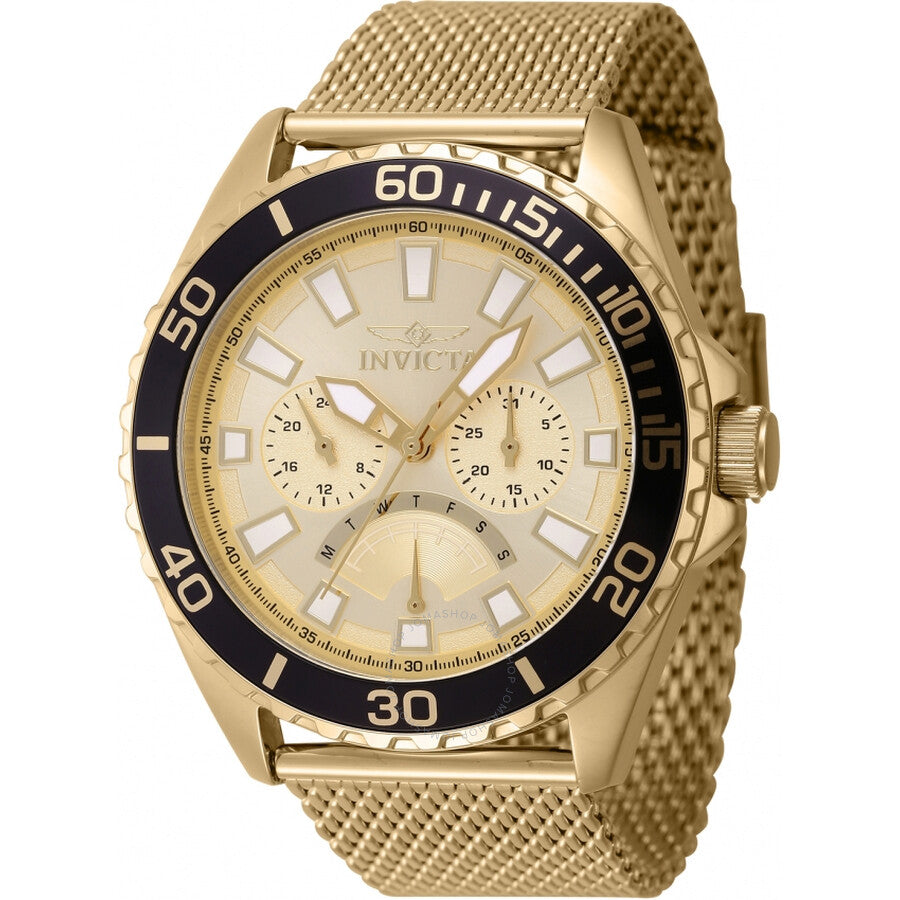Invicta Pro Diver GMT Retrograde Quartz Gold Dial Men's Watch 46908 - The Watches Men & Co