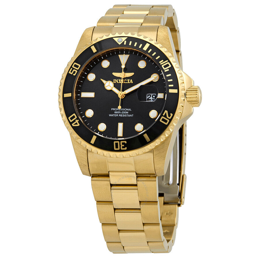 Invicta Pro Diver Quartz Black Dial Yellow Gold-tone Men's Watch 33271