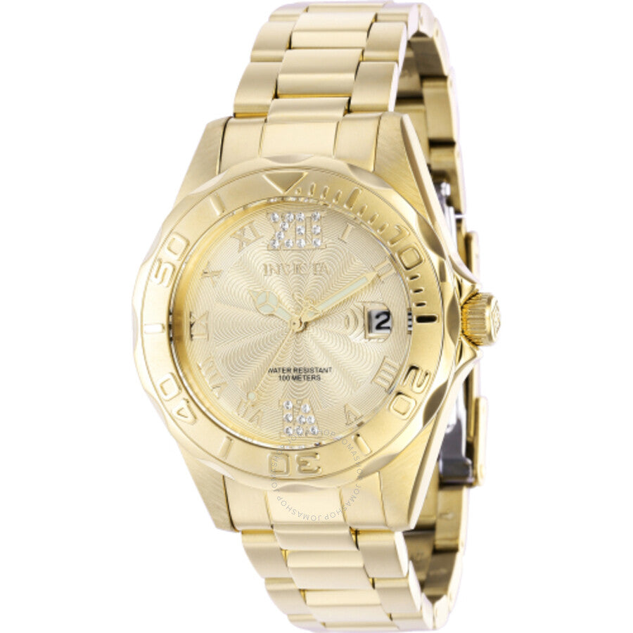 Invicta Pro Diver Quartz Gold Dial Ladies Watch 42739 - The Watches Men & Co