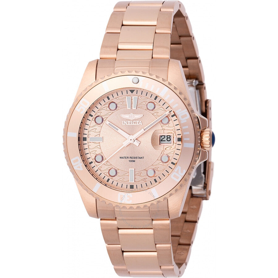 Invicta Pro Diver Quartz Rose Gold Dial Ladies Watch 46685 - The Watches Men & Co