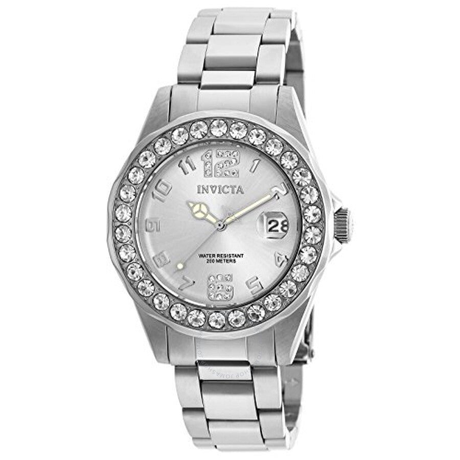 Invicta Pro Diver Silver Dial Stainless Steel Ladies Watch 21396 - The Watches Men & Co