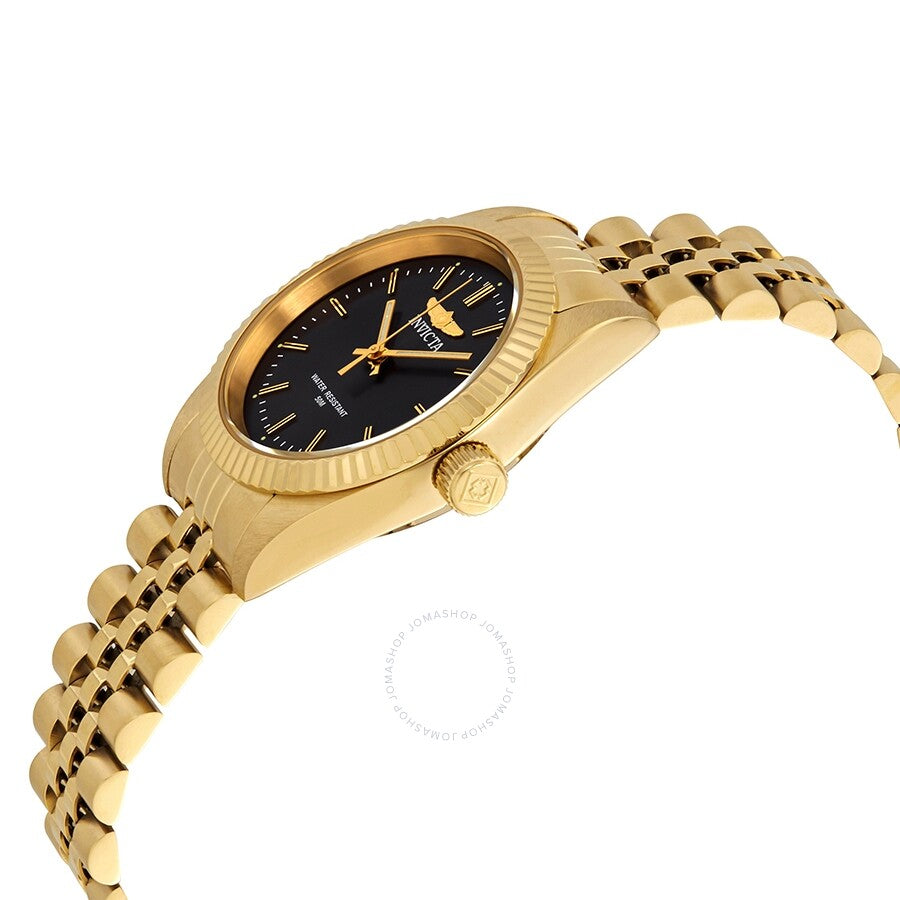 Invicta Specialty Black Dial Yellow Gold-tone Ladies Watch 29406