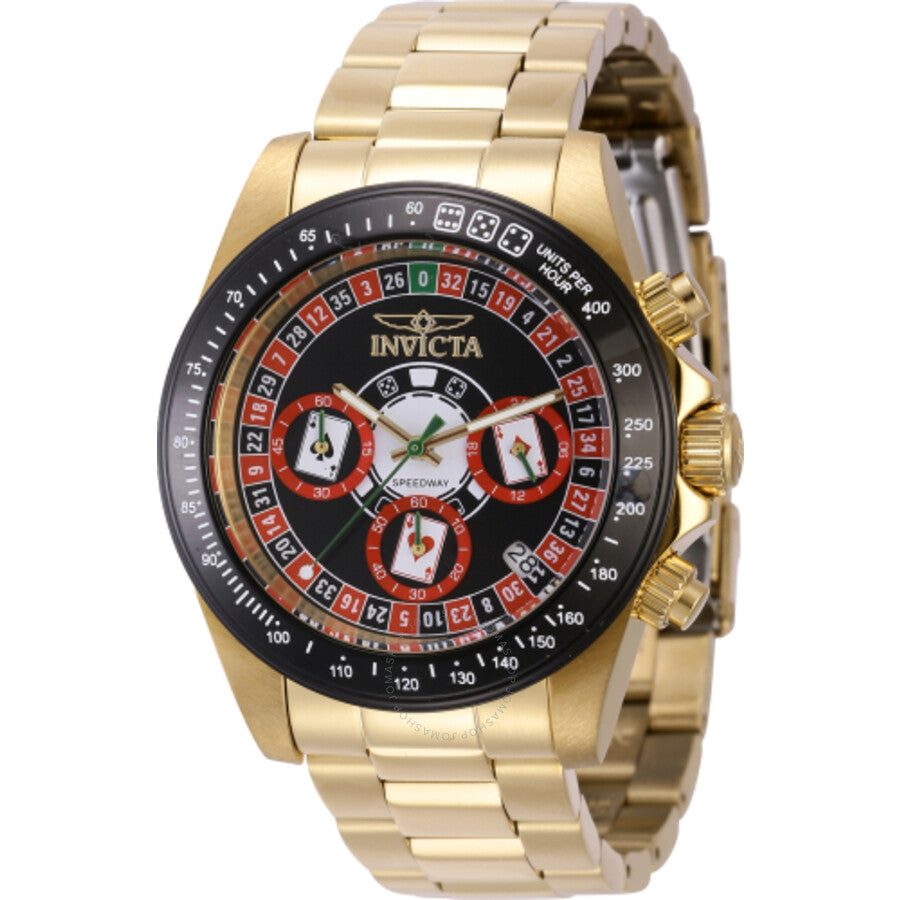 Invicta Speedway Roulette Casino Chronograph GMT Quartz Black Dial Men's Watch 44644 - The Watches Men & Co