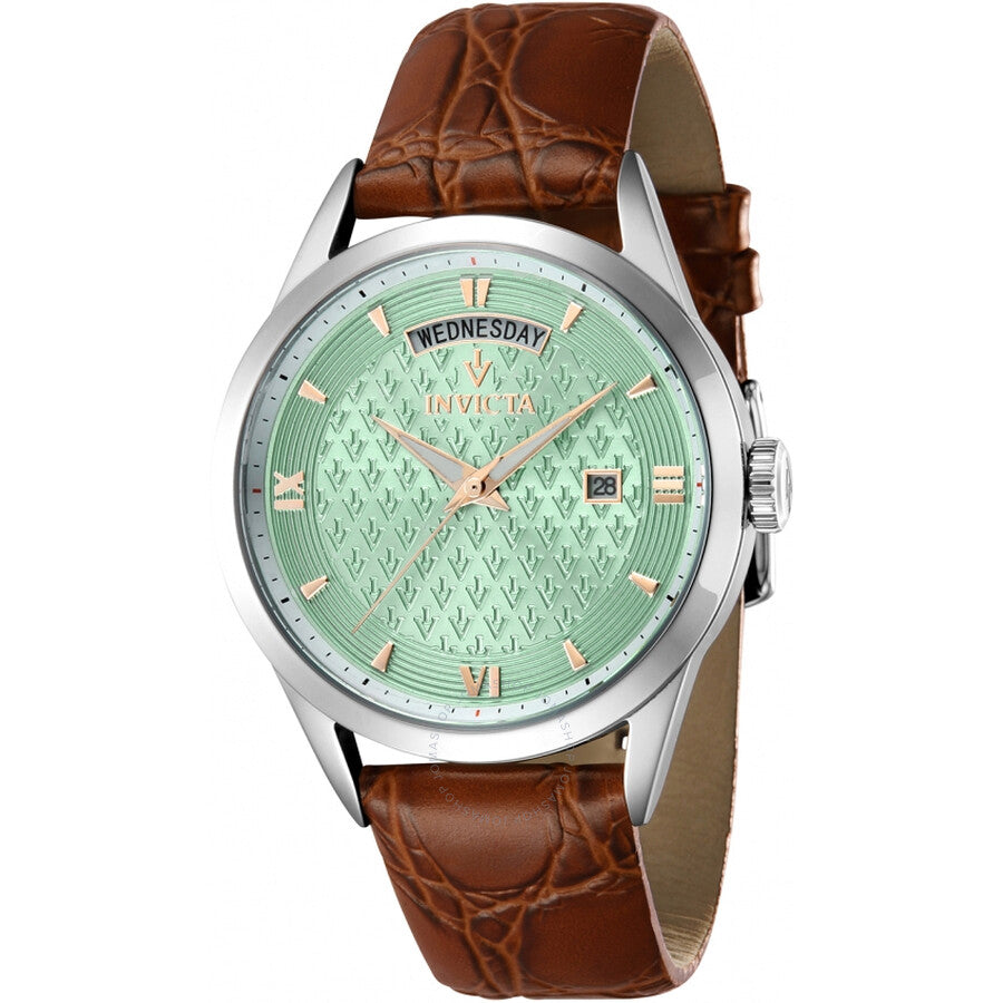 Invicta Vintage Day Date Quartz Light Green Dial Ladies Watch 44259 - The Watches Men & Co