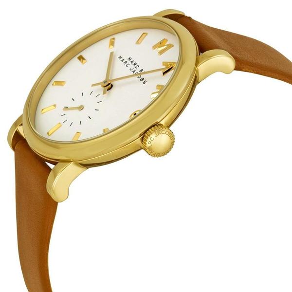 Marc By Marc Jacobs Baker Brown Leather White Dial Gold Tone Watch MBM1316