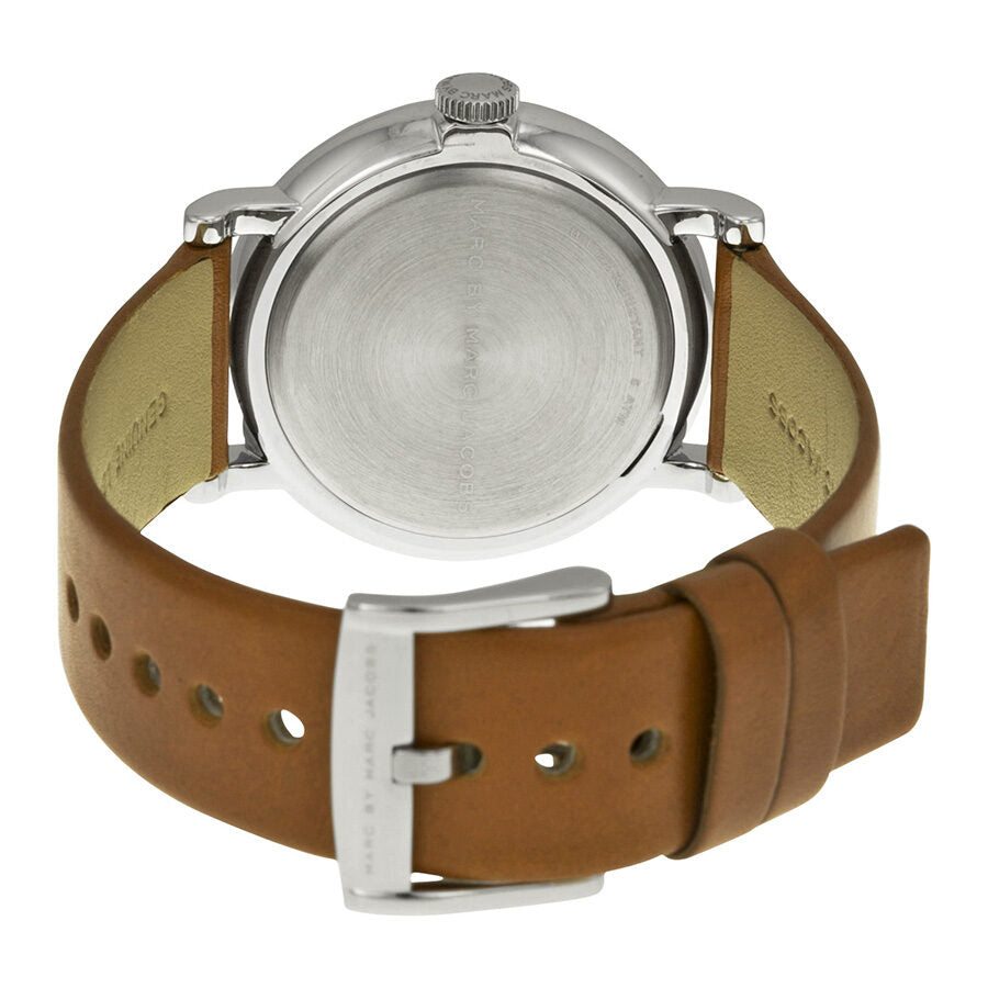 Marc By Marc Jacobs Baker White Dial Silver Tone Brown Leather Watch MBM1265