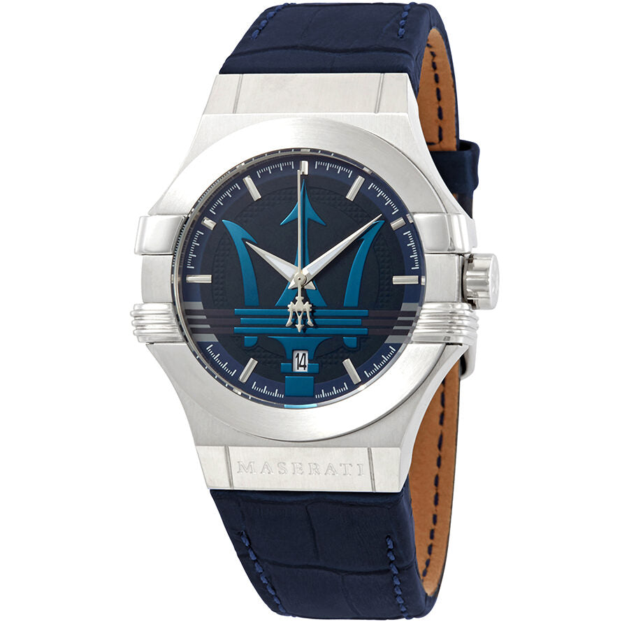 Maserati Potenza esfera azul reloj de cuero azul para hombre R8851108015