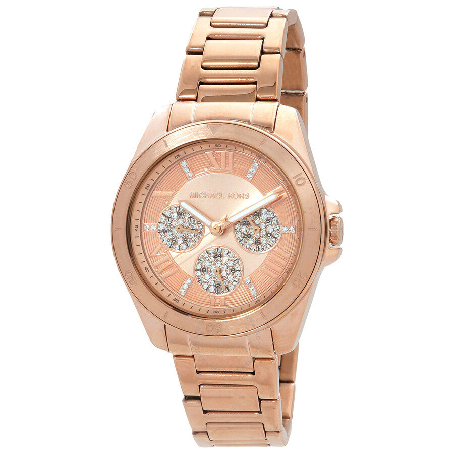 Michael Kors Alek rose gold-tone quartz watch with crystal chronograph subdials and matching bracelet