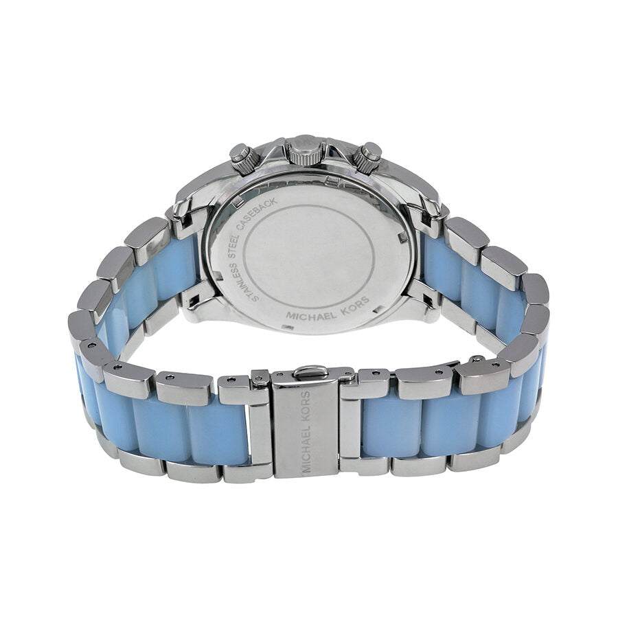 Michael Kors Blair Cronógrafo Esfera plateada Acero inoxidable con acetato Chambray Reloj para mujer MK6137