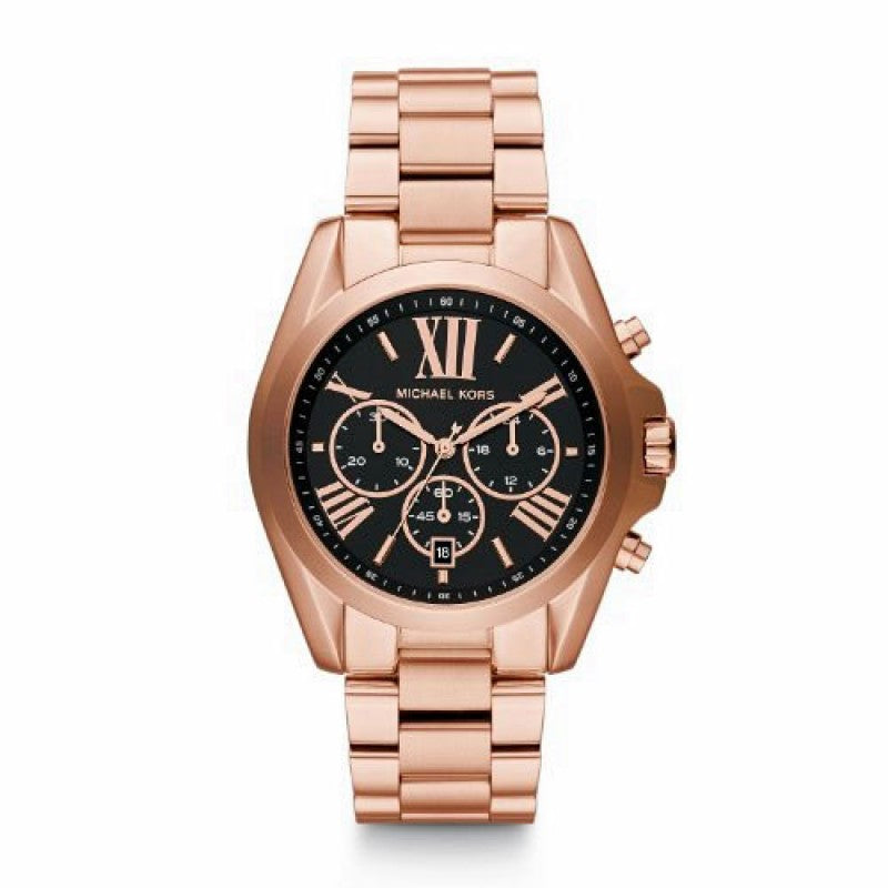 Michael Kors Bradshaw Reloj de oro rosa con esfera negra MK5854