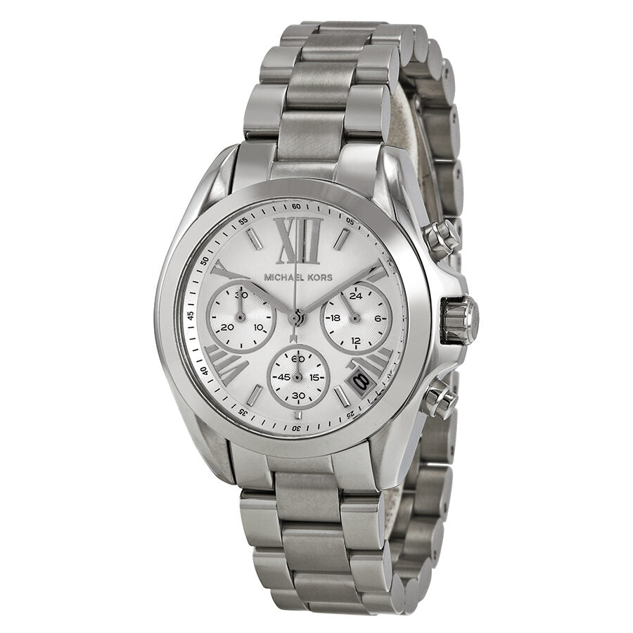 Michael Kors Bradshaw Reloj cronógrafo con esfera plateada para mujer MK6174