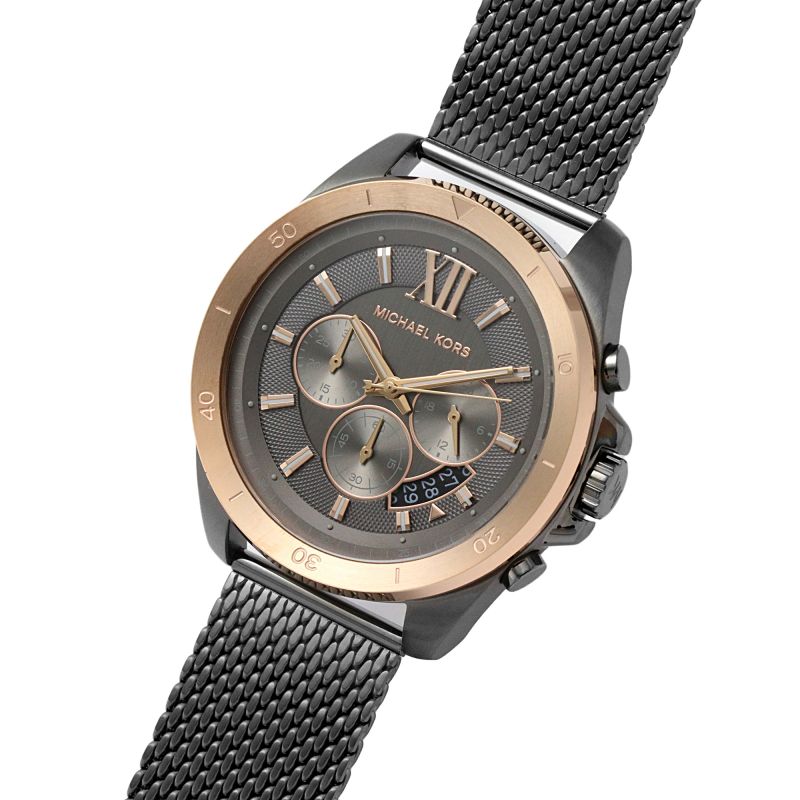 Michael Kors Brecken Chronograph Grey Dial Black Mesh Men's Watch - MK8868