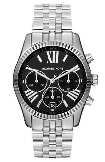Michael Kors Cronógrafo Negro Dial Plata Unisex Reloj MK5708