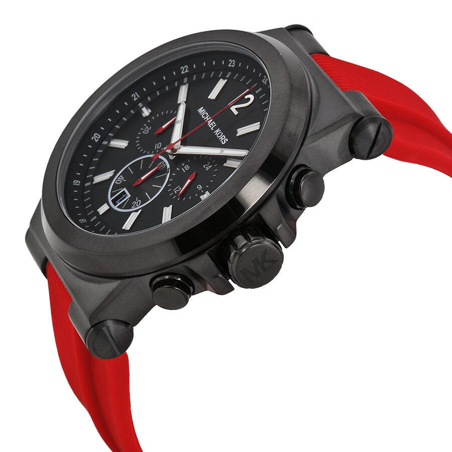 Michael Kors Dylan Chronograph Black Dial Red Silicone Men's Watch - MK8382