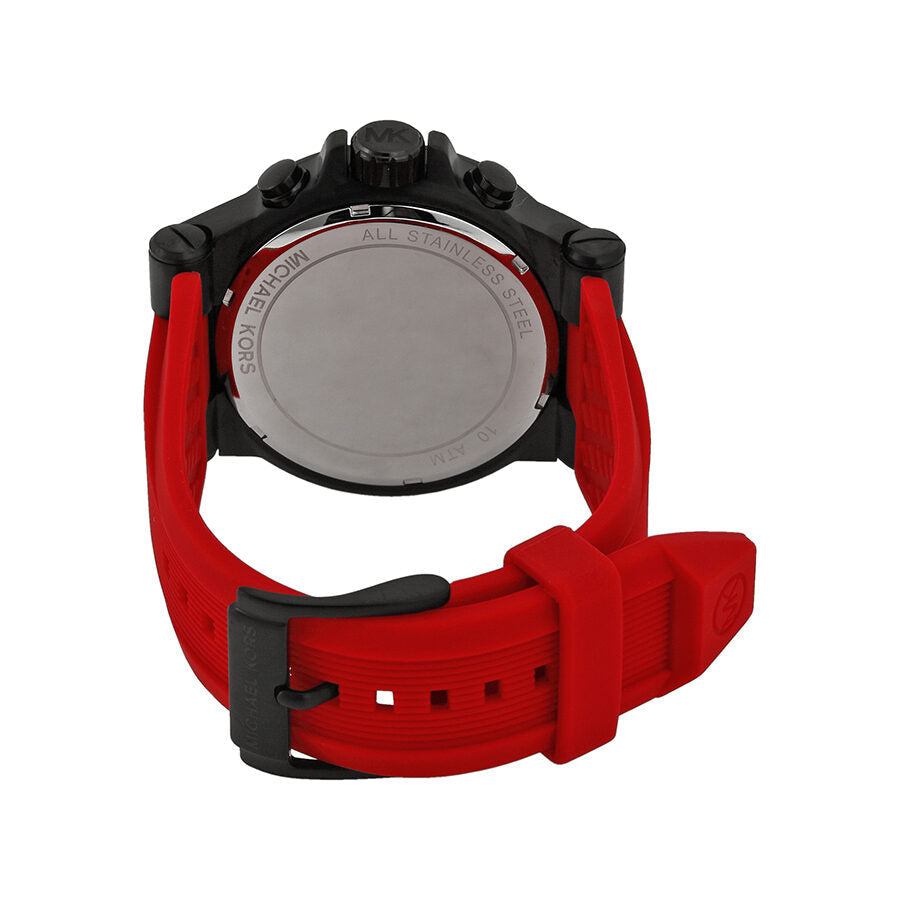 Michael Kors Dylan Chronograph Black Dial Red Silicone Men's Watch - MK8382