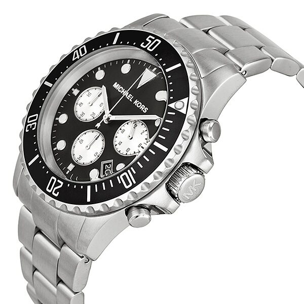Michael Kors Everest Chronograph Black Dial Silver Men's Watch - MK8256