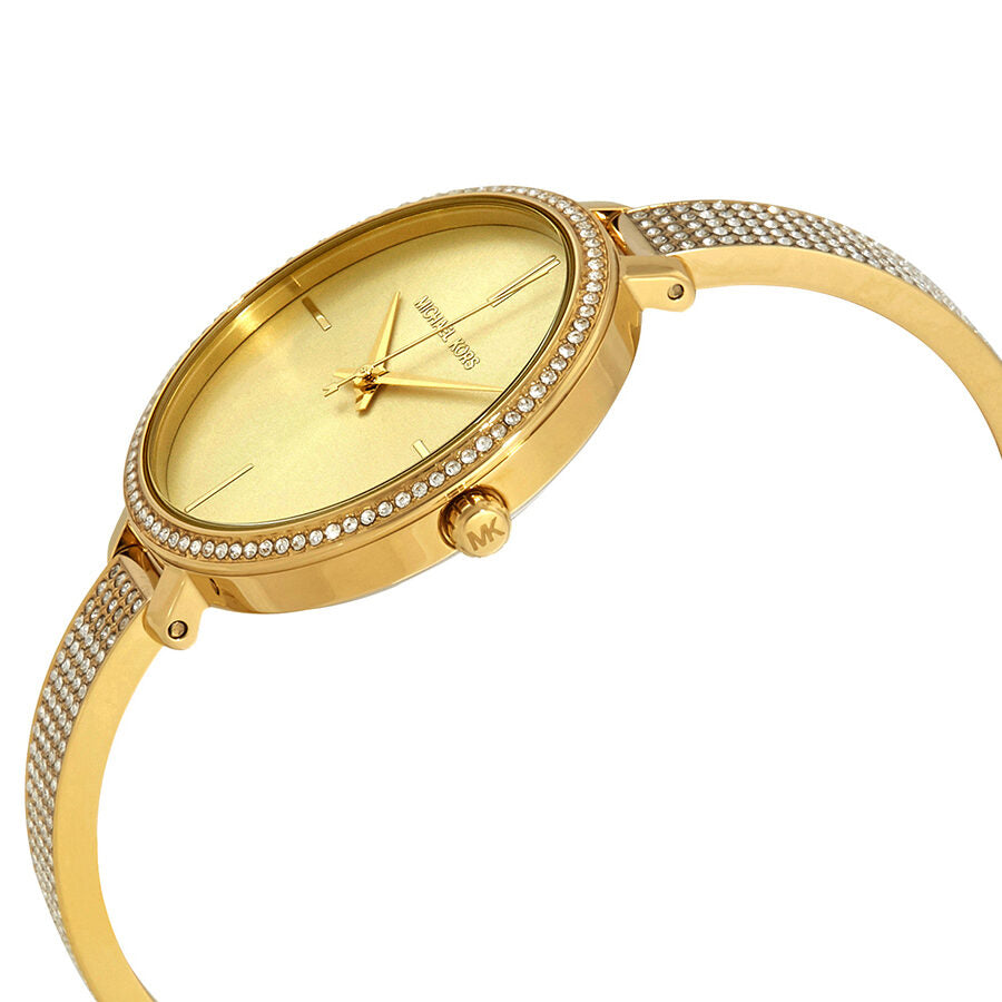 Michael Kors Jaryn Gold Ultra-Slim Pavé-Embellished Half-Bangle Women's Watch - MK3784
