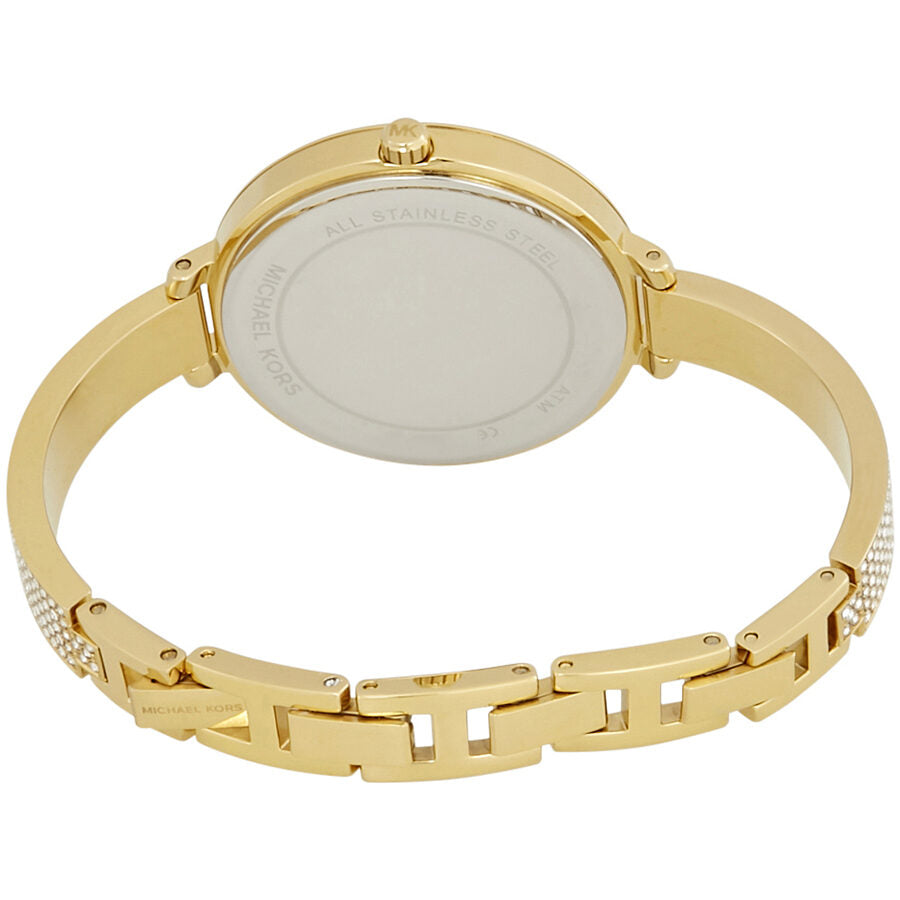 Michael Kors Jaryn Gold Ultra-Slim Pavé-Embellished Half-Bangle Women's Watch - MK3784