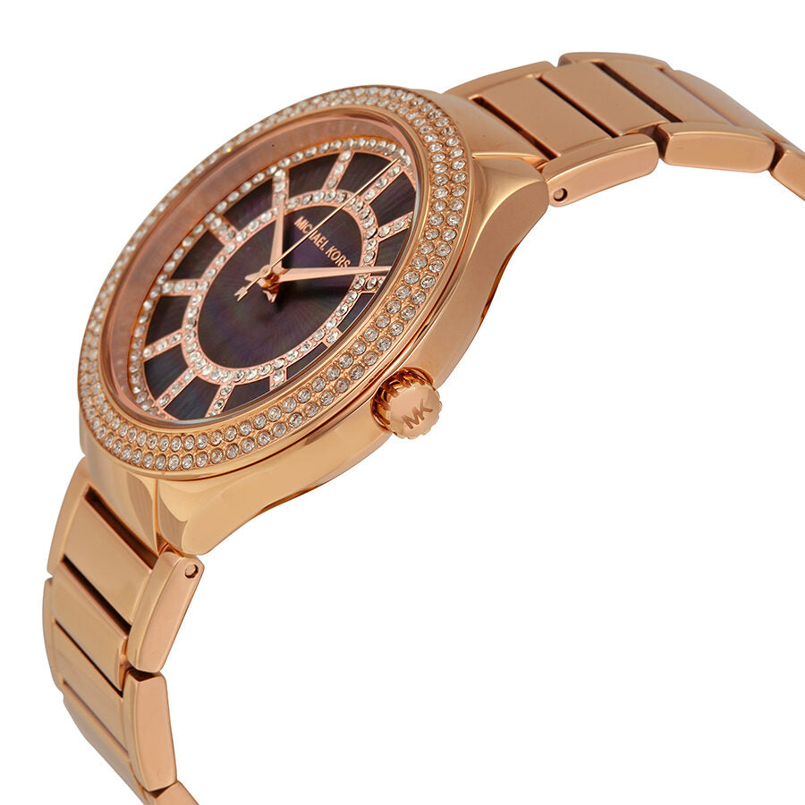 Michael Kors Kerry Black Mother of Pearl Dial Rose Gold-tone Acero inoxidable Ladies Watch MK3397